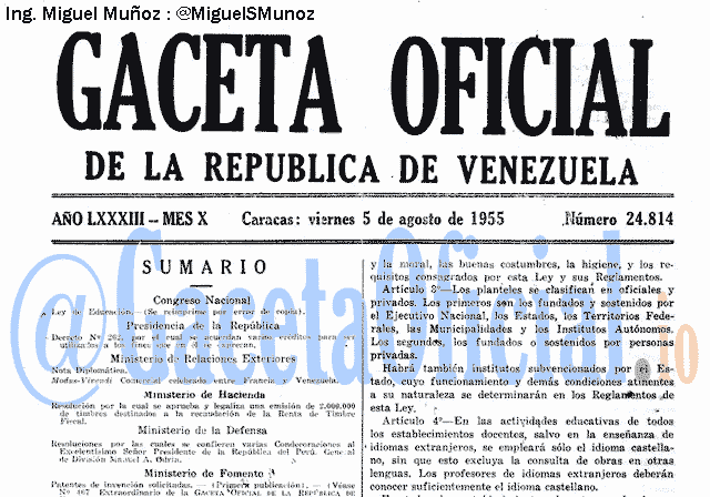 Gaceta Oficial 24814 del 5 Agosto 1955