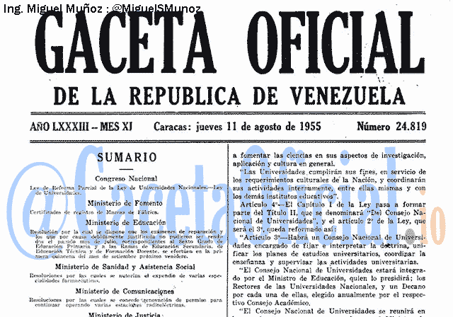 Gaceta Oficial 24819 del 11 Agosto 1955