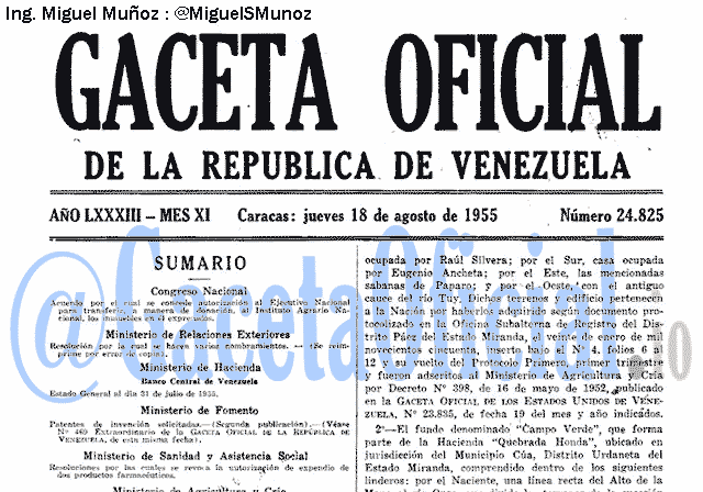 Gaceta Oficial 24825 del 18 Agosto 1955