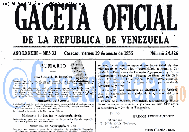 Gaceta Oficial 24826 del 19 Agosto 1955