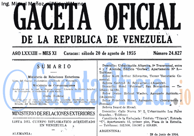 Gaceta Oficial 24827 del 20 Agosto 1955