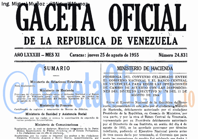 Gaceta Oficial 24831 del 25 Agosto 1955