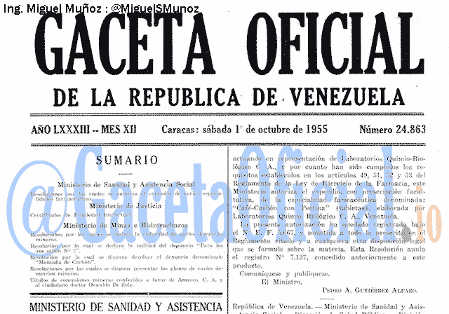 Gaceta Oficial 24863 del 1 Octubre 1955