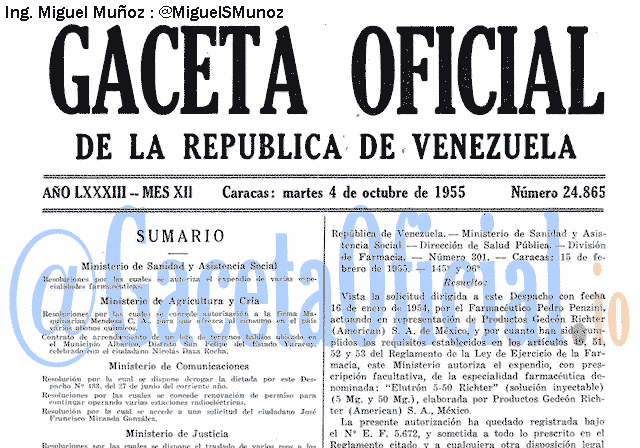 Gaceta Oficial 24865 del 4 Octubre 1955