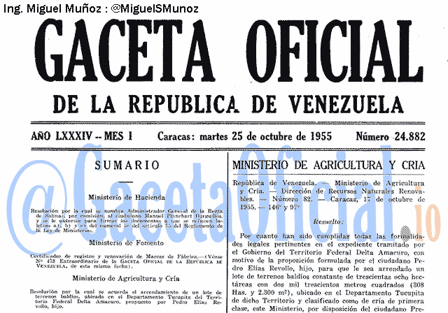 Gaceta Oficial 24882 del 25 Octubre 1955