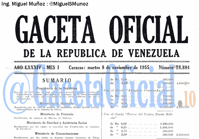 Gaceta Oficial 24894 del 8 Noviembre 1955