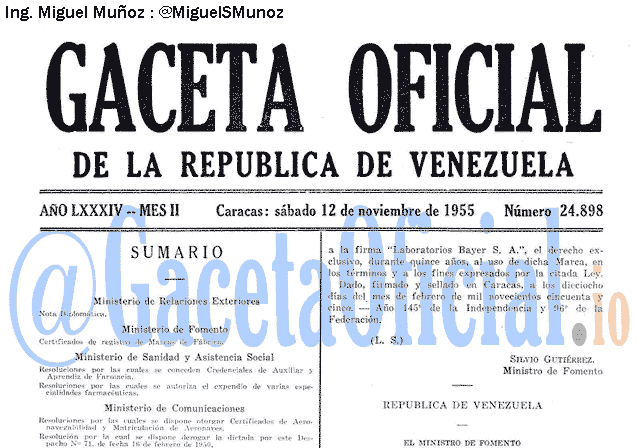 Gaceta Oficial 24898 del 12 Noviembre 1955