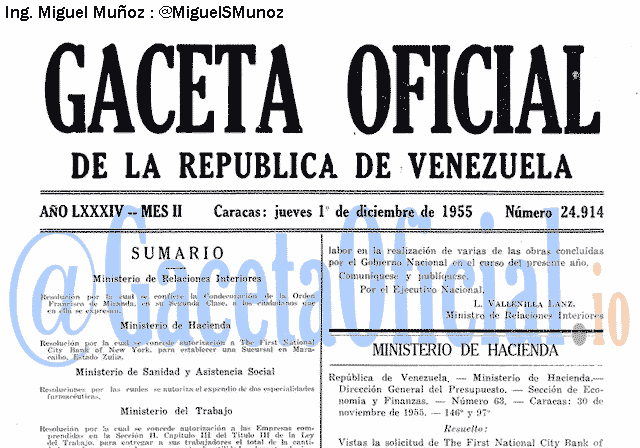 Gaceta Oficial 24914 del 1 Diciembre 1955