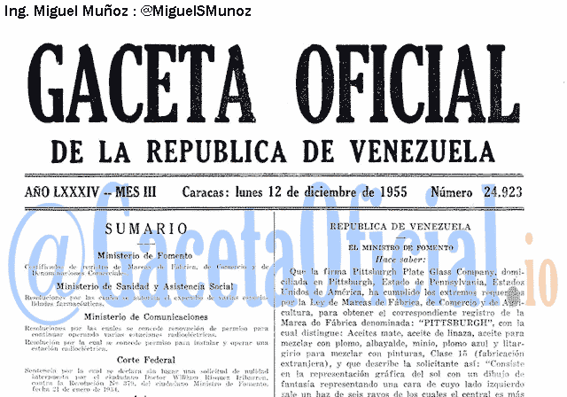 Gaceta Oficial 24923 del 12 Diciembre 1955