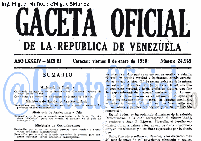 Gaceta Oficial 24945 del 6 Enero 1956