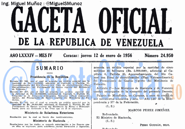 Gaceta Oficial 24950 del 12 Enero 1956
