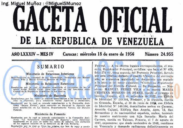 Gaceta Oficial 24955 del 18 Enero 1956