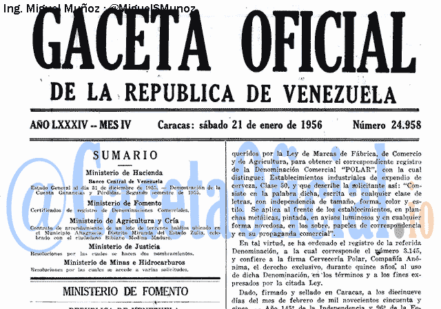 Gaceta Oficial 24958 del 21 Enero 1956