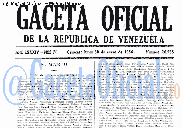 Gaceta Oficial 24965 del 30 Enero 1956