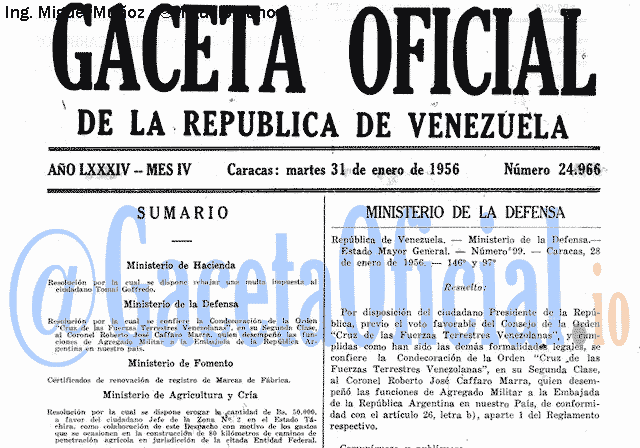 Gaceta Oficial 24966 del 31 Enero 1956