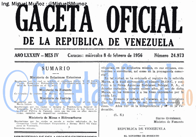 Gaceta Oficial 24973 del 8 Febrero 1956