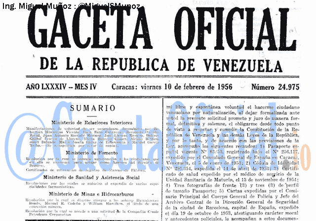 Gaceta Oficial 24975 del 10 Febrero 1956