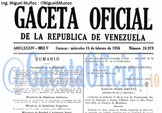 Gaceta Oficial 24979 del 15 Febrero 1956