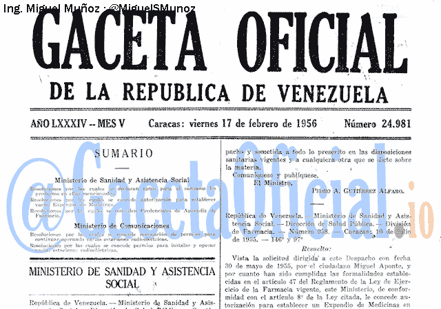 Gaceta Oficial 24981 del 17 Febrero 1956