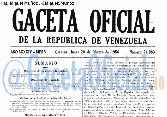 Gaceta Oficial 24983 del 20 Febrero 1956