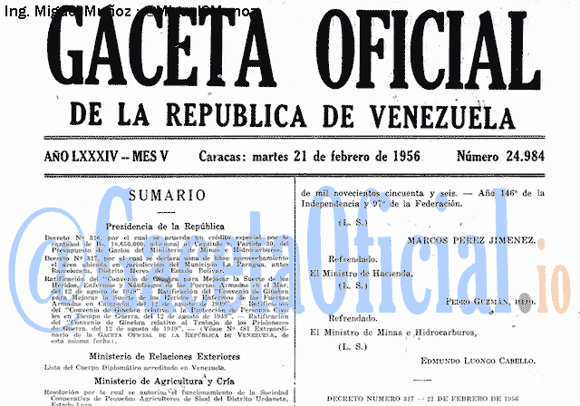 Gaceta Oficial 24984 del 21 Febrero 1956