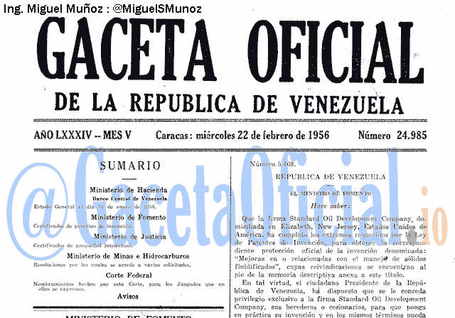 Gaceta Oficial 24985 del 22 Febrero 1956