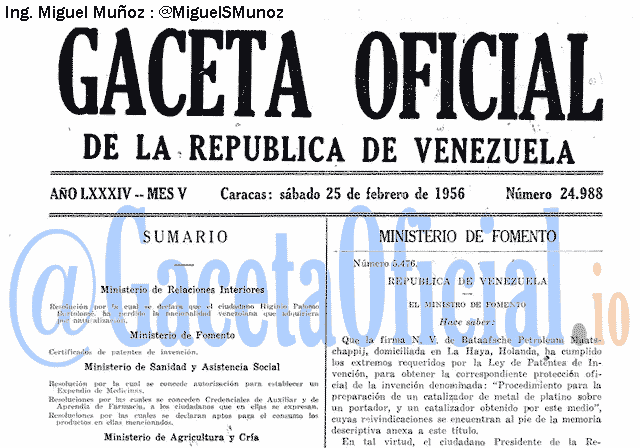 Gaceta Oficial 24988 del 25 Febrero 1956
