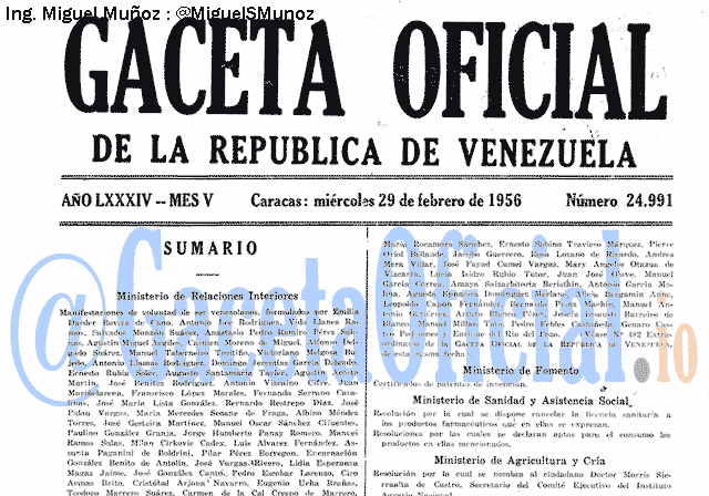 Gaceta Oficial 24991 del 29 Febrero 1956