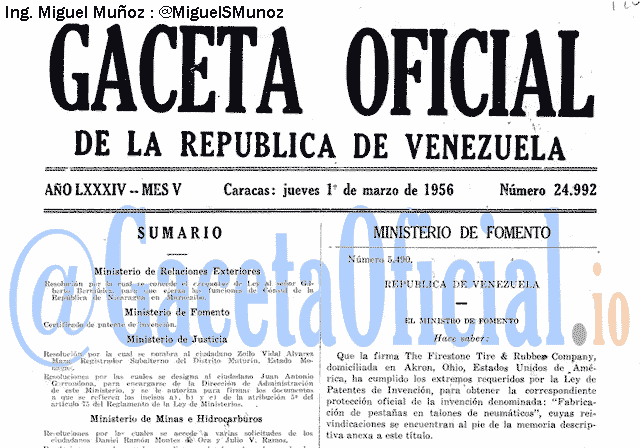 Gaceta Oficial 24992 del 1 Marzo 1956