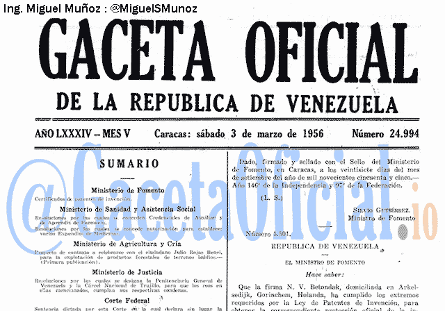 Gaceta Oficial 24994 del 3 Marzo 1956