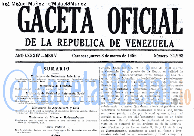 Gaceta Oficial 24998 del 8 Marzo 1956
