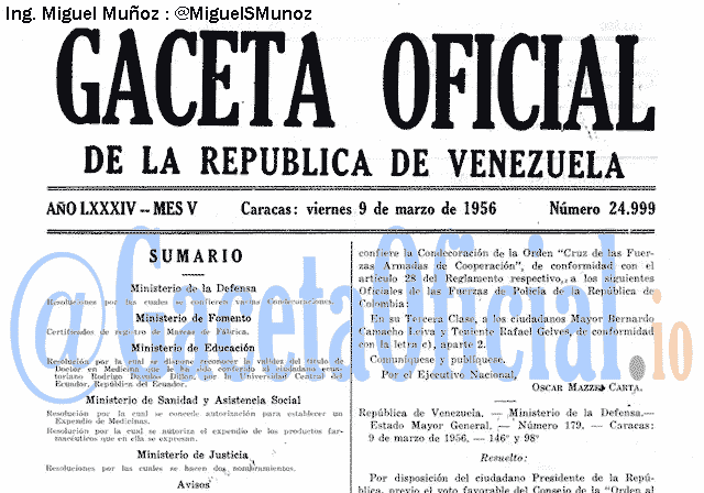 Gaceta Oficial 24999 del 9 Marzo 1956