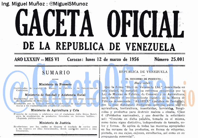 Gaceta Oficial 25001 del 12 Marzo 1956
