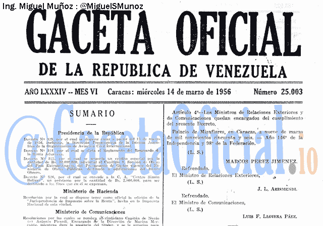 Gaceta Oficial 25003 del 14 Marzo 1956