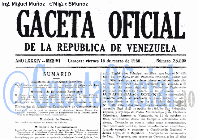 Gaceta Oficial 25005 del 16 Marzo 1956