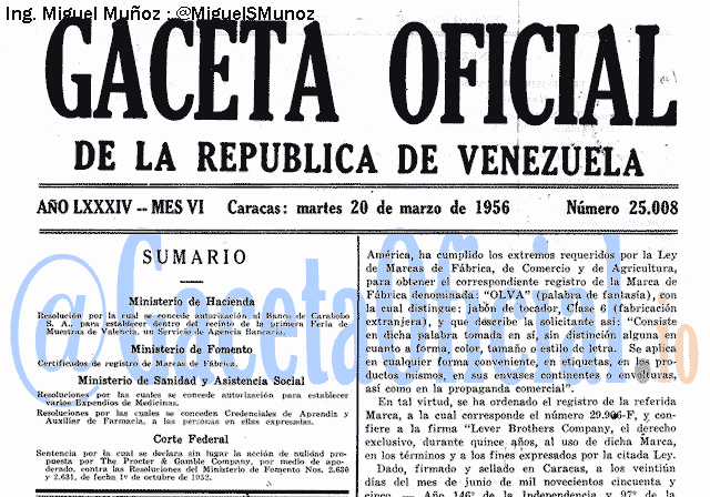 Gaceta Oficial 25008 del 20 Marzo 1956