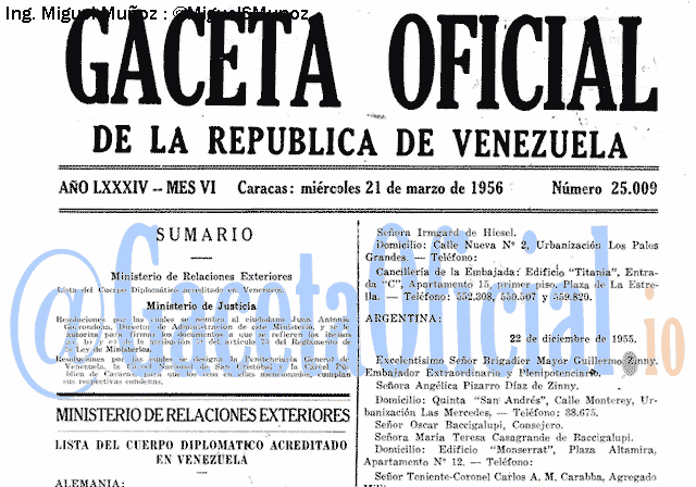 Gaceta Oficial 25009 del 21 Marzo 1956