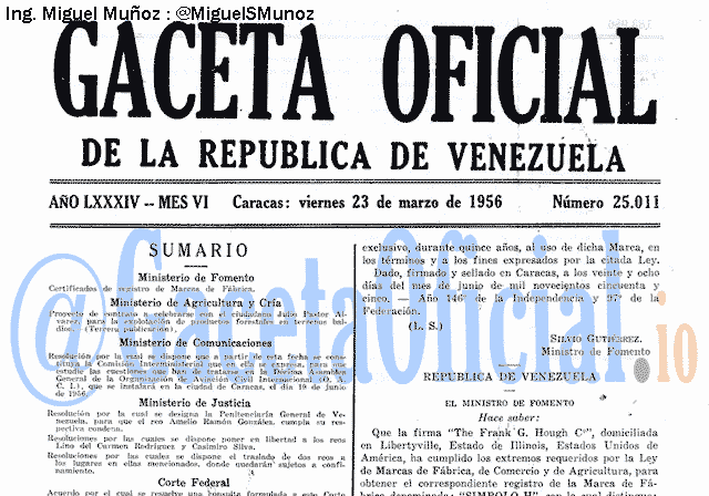 Gaceta Oficial 25011 del 23 Marzo 1956