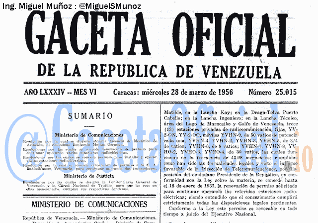 Gaceta Oficial 25015 del 28 Marzo 1956