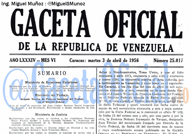Gaceta Oficial 25017 del 3 Abril 1956