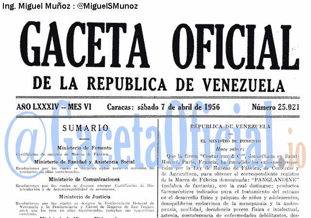 Gaceta Oficial 25021 del 7 Abril 1956