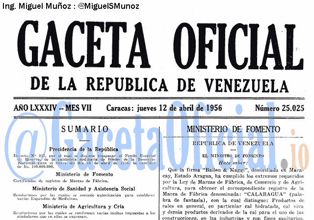 Gaceta Oficial 25025 del 12 Abril 1956