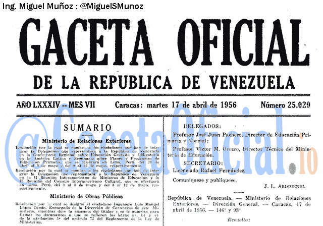 Gaceta Oficial 25029 del 17 Abril 1956