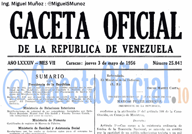 Gaceta Oficial 25041 del 3 Mayo 1956