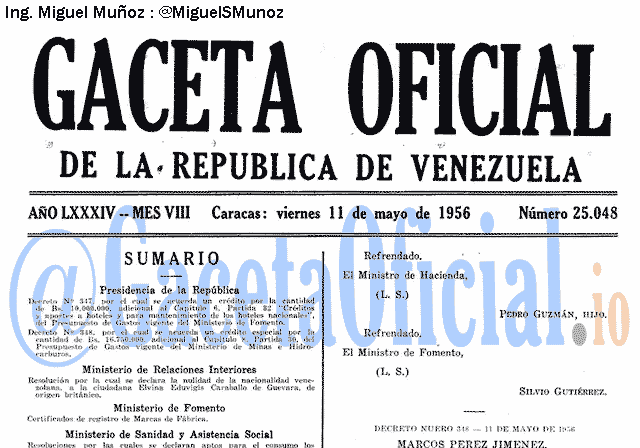 Gaceta Oficial 25048 del 11 Mayo 1956