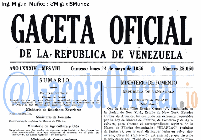 Gaceta Oficial 25050 del 14 Mayo 1956