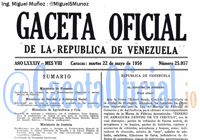 Gaceta Oficial 25057 del 22 Mayo 1956