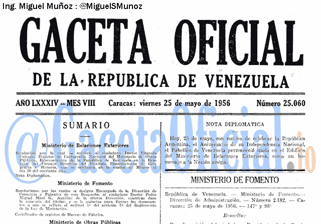 Gaceta Oficial 25060 del 25 Mayo 1956
