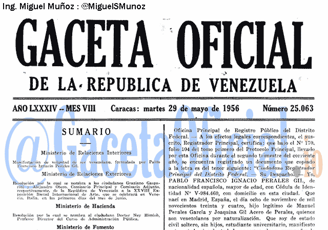 Gaceta Oficial 25063 del 29 Mayo 1956