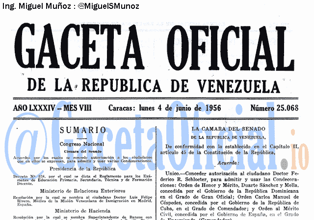 Gaceta Oficial 25068 del 4 Junio 1956